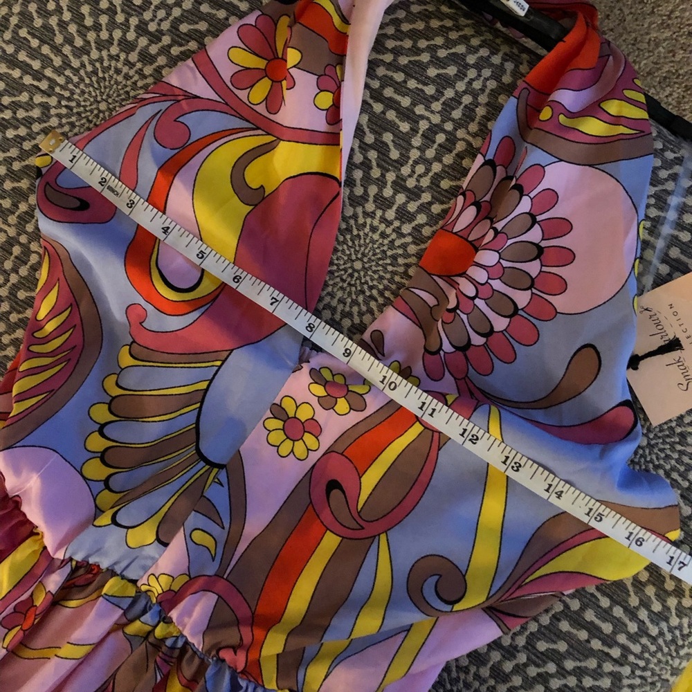 Unique Vintage Multicolor Floral Maxi Dress - Purple, Pink, Yellow, Red, Blue